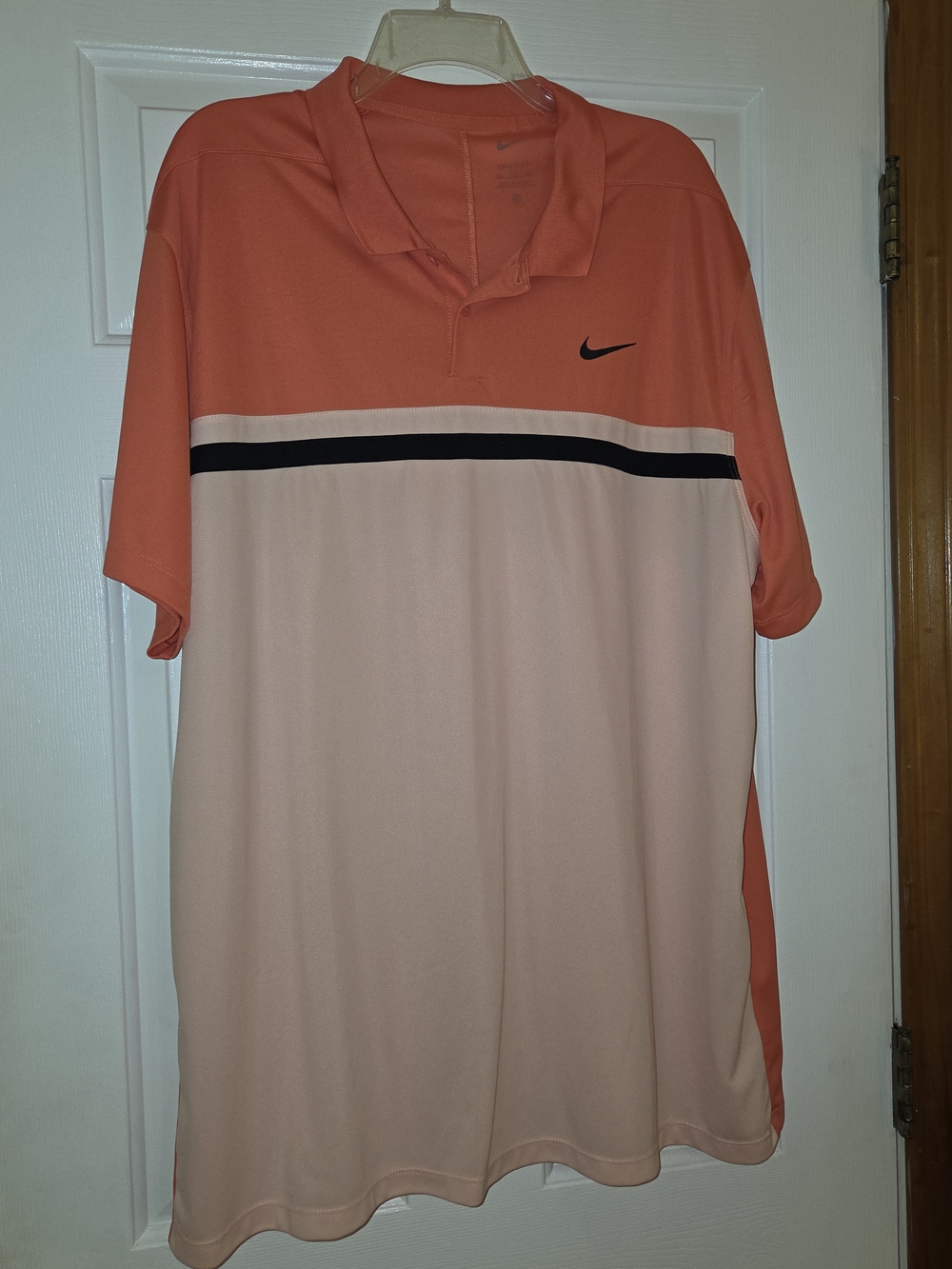 Nike Men’s Coral & Light Pink Polo Shirt with Stripe